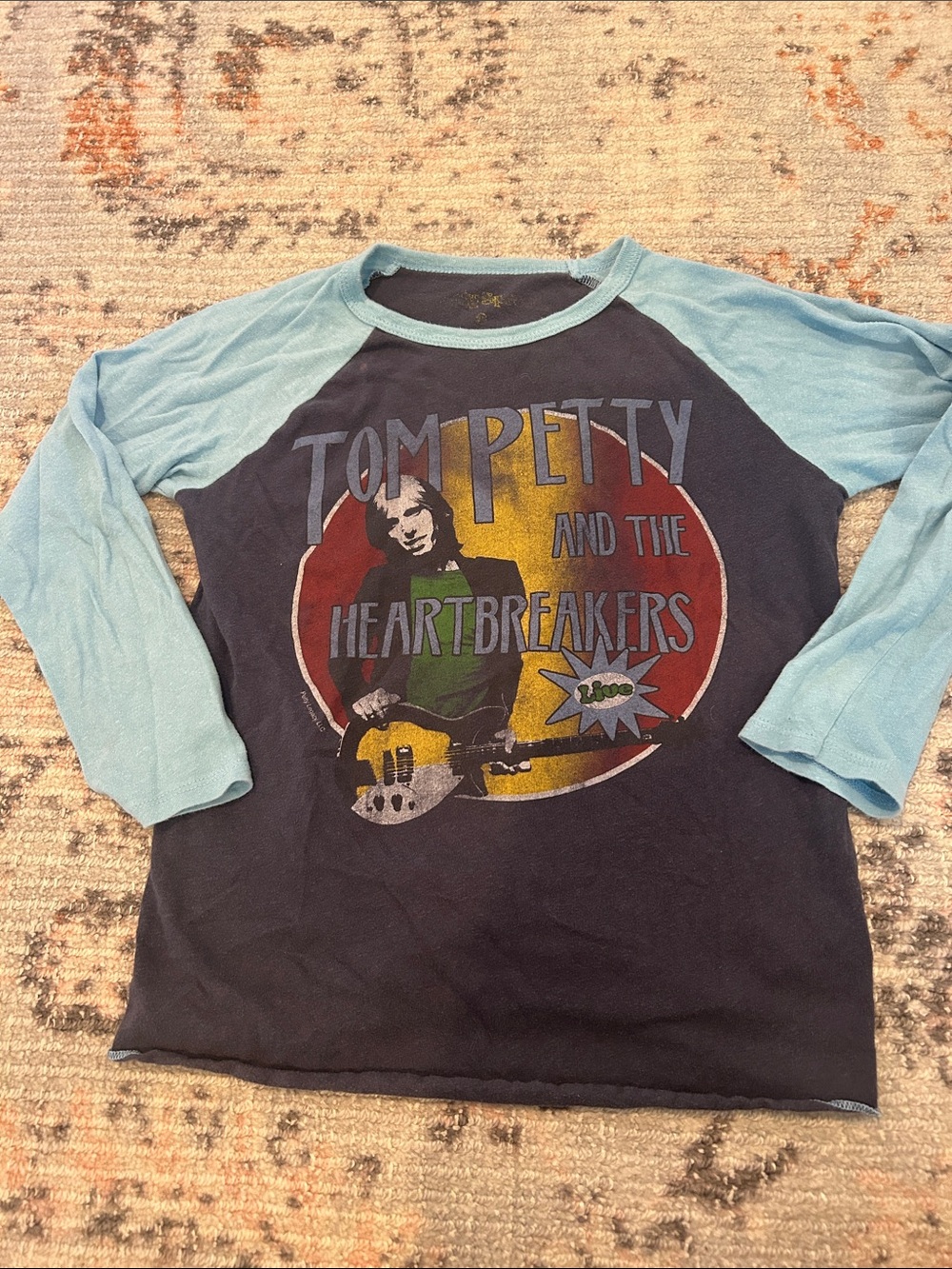Rowdy Sprout Navy Tee with Light Blue Raglan Sleeves